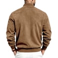thumbnail image 4 of FRSASU Men's Faux Suede Bomber Jacket Zip‑Up Ribbed Collar Casual Lightweight Outerwear with Side Pockets Beige, 4 of 8