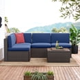 thumbnail image 4 of AOXUN 5-Piece Rattan Patio Conversation Set, Outdoor Patio Furniture Sets, Patio Furniture Sets with Coffe Table, Blue Cushions, for Garden, Backyard, Poolside, 4 of 6