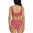 thumbnail image 3 of Kdxio Cartoon Lobster Print Women's 2 Piece High Waisted Wrap Spaghetti Strap Summer Swimsuit Bikini Set-XX-Large, 3 of 7