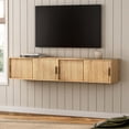 thumbnail image 5 of Joyyskill Fluted Floating TV Stand, 30" Multi-Purpose Modern TV Display Shelf Console Entertainment Center Cabinet with Sliding Doors, Natural Oak, 5 of 6