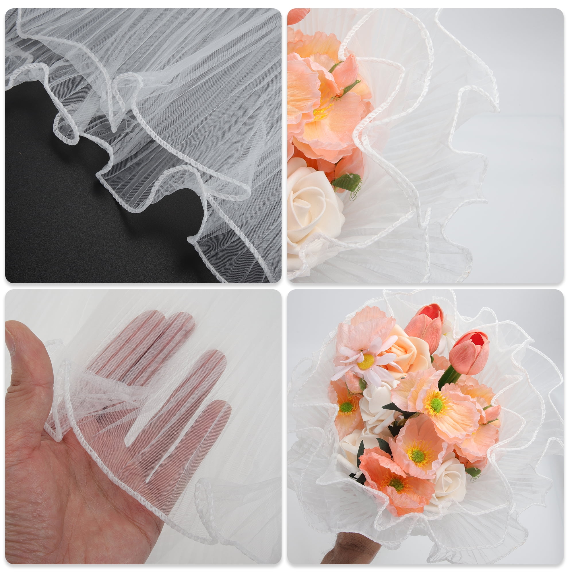 Unique Bargains Elegant Wrinkled Flower Wrap for Weddings Special Events White