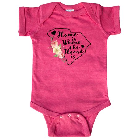 

Inktastic South Carolina Home is Where The Heart is with Watercolor Floral Gift Baby Girl Bodysuit