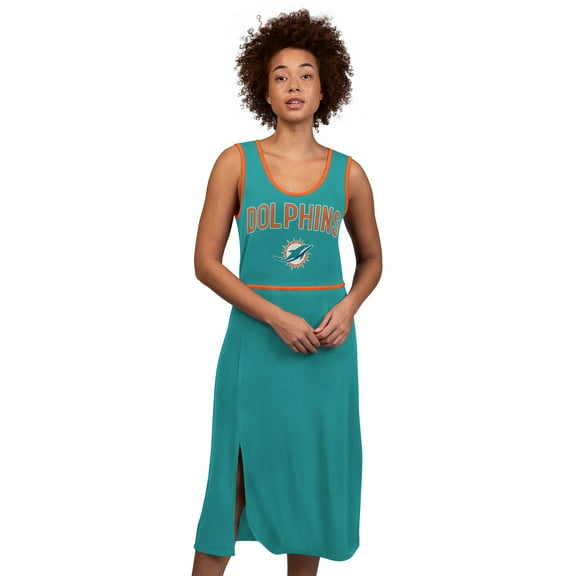 Women's-G-III 4Her by Carl Banks Aqua Miami Dolphins Center Field Maxi Dress