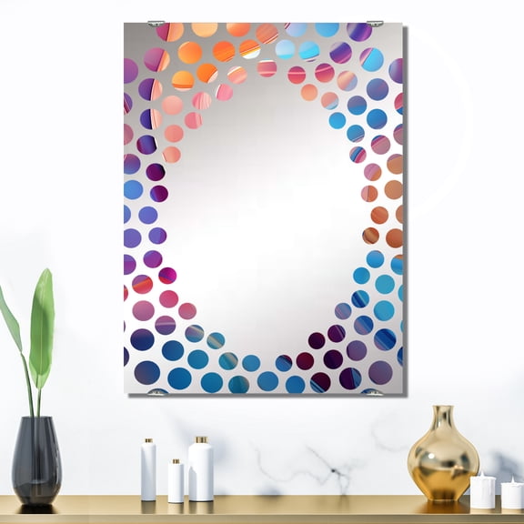 Designart "Transitional Shapes in Pink and Blue II" Abstract Modern Shapes Transitional Oversized Wall Mirror - Modern Abstract Office Mirror Wall Decor - Multiple Color Options
