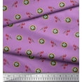 thumbnail image 3 of Soimoi Purple Moss Georgette Fabric Red Berries & Nest Dots Printed Fabric 1 Yard 42 Inch Wide, 3 of 3