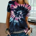 thumbnail image 5 of ALLLIST Crew Neck Tops for Women Short Sleeve Cotton T-Shirts Trendy Blue Tie Dye Shirts Clothing for Women, 5 of 9