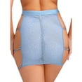 thumbnail image 2 of Xnihocha Womens See Through Mesh Mini Skirt With Shiny Rhinestones Bodycon Style For Clubbing And Party Light Blue XL, 2 of 6