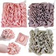 thumbnail image 1 of 3 uds barra de jabón Loofah 2 en 1 barra de jabón bolsa de lufa puede contener jabón exfoliación efectiva para bañarse (caqui + café + rosa), 1 of 5