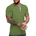 thumbnail image 2 of WIZUTIZ Festival Gift, Men's Plus Size Button V-neck Shirts Solid Color Short Sleeve T-Shirts Workout Tops for Mens, 2 of 7
