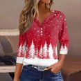 thumbnail image 1 of Fiudx Camisas de Mujer Blusa de Manga 3/4 Corta Estampada a La Moda para Mujer, Blusa Informal con Cuello Redondo, 1 of 5