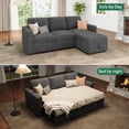 thumbnail image 3 of HONBAY 79" Reversible 3 Seat Compact L Shaped Sectional Sleeper Sofa with Pull Out Bed and Storage, Corduroy Gray, 3 of 9