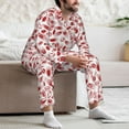thumbnail image 7 of Disketp Red Football Mens Pajama Set, Soft Warm Long Sleeve Sleepwear, Cozy Button-Down Pjs for Men-Small, 7 of 7
