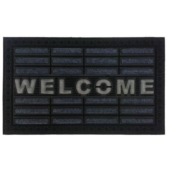 Imports Decor Inc 30" Black Welcome Design Decorative Hand Woven Doormat
