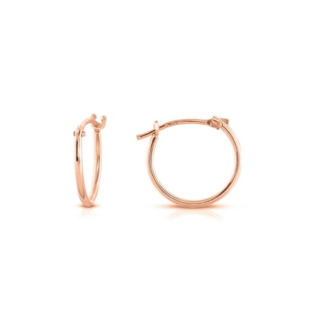 14k Solid Cufflinks - Solid 14k Rose Gold 12mm French Lock Hoops