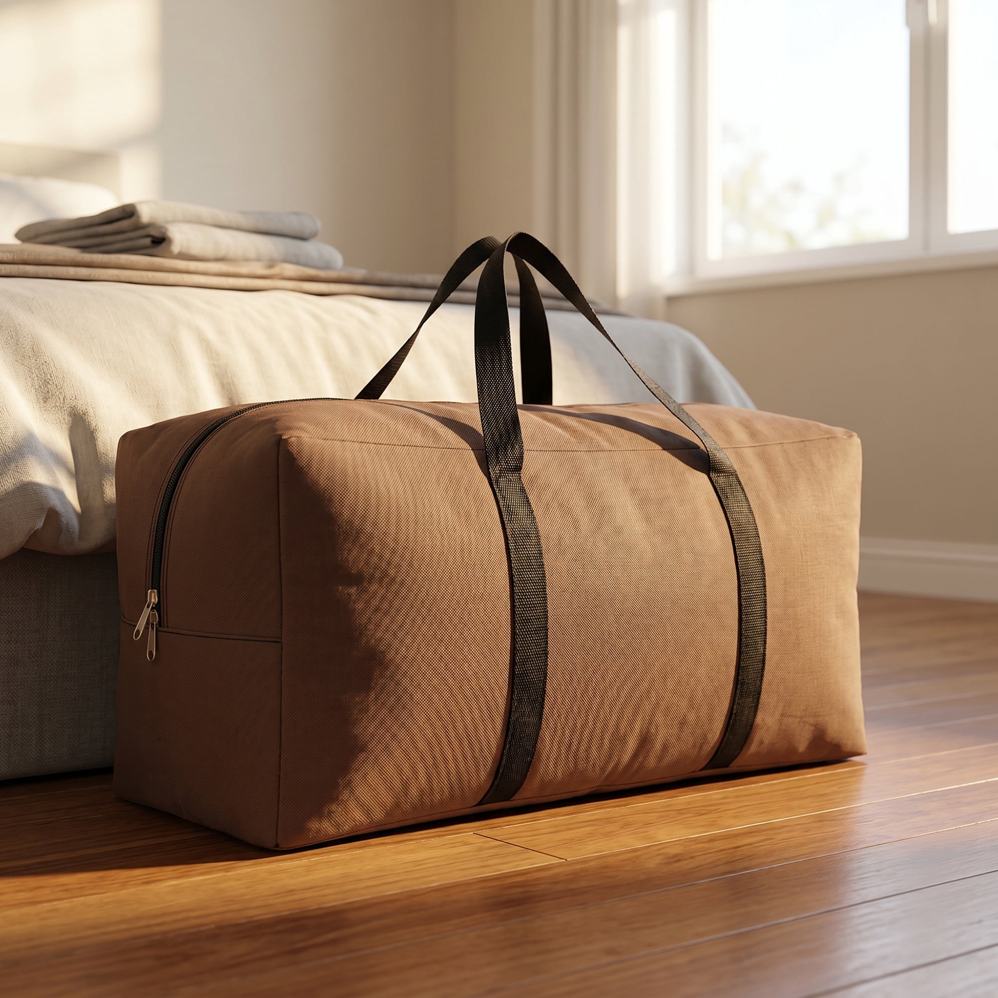 Unique Bargains Zipper Waterproof Oxford Moving Bag Coffee Brown 31.5" x 11.4" x 14.2"