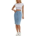 thumbnail image 2 of INSPIRE CHIC Women's Denim Skirt Button Down Pockets 2026 Western Midi Jean Skirts XL Light Blue, 2 of 6