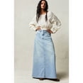 thumbnail image 4 of Women Raw Hem A-Line Jean Skirt Casual Y2K Fashion High Waisted Long Denim Maxi Skirt with Pockets Light Blue L, 4 of 6