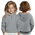 thumbnail image 2 of Byoo Little Girls 1/4 Zip Hoodie Cute Solid Unisex Hooded Sweatshirt Long Sleeve Pullover, 2 of 8