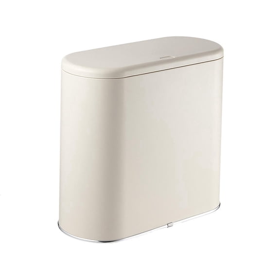 HILOGEL Push Garbage Bin Kitchen Bathroom Toilet Trash Can with Lid Rubbish Container