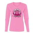 thumbnail image 2 of Wild Bobby Tougher Than Cancer Football Paint Splatters Breast Cancer Awareness Women Graphic Long Sleeve Tee, Light Pink, XX-Large, 2 of 6