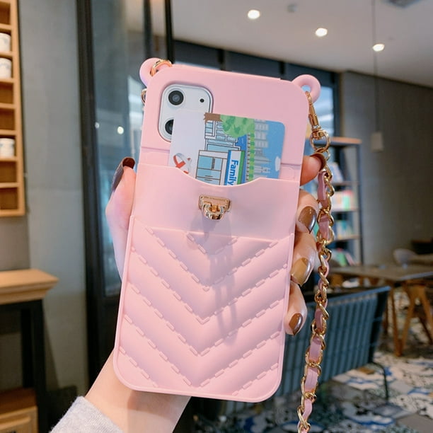 Dteck Case For Apple Iphone 11 6 1 Inches Fashion Girl Handbag Crossbody Chain Card Holder Wallet Strap Card Case Shockproof Silicone Back Phone Cover Pink Walmart Com Walmart Com
