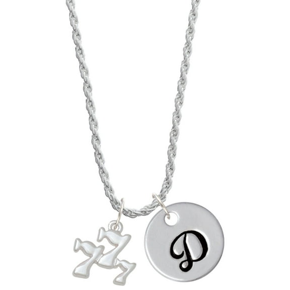 Delight Jewelry Three Lucky 7s Silvertone Script Initial Disc - D - Charm Necklace, 20" 3"