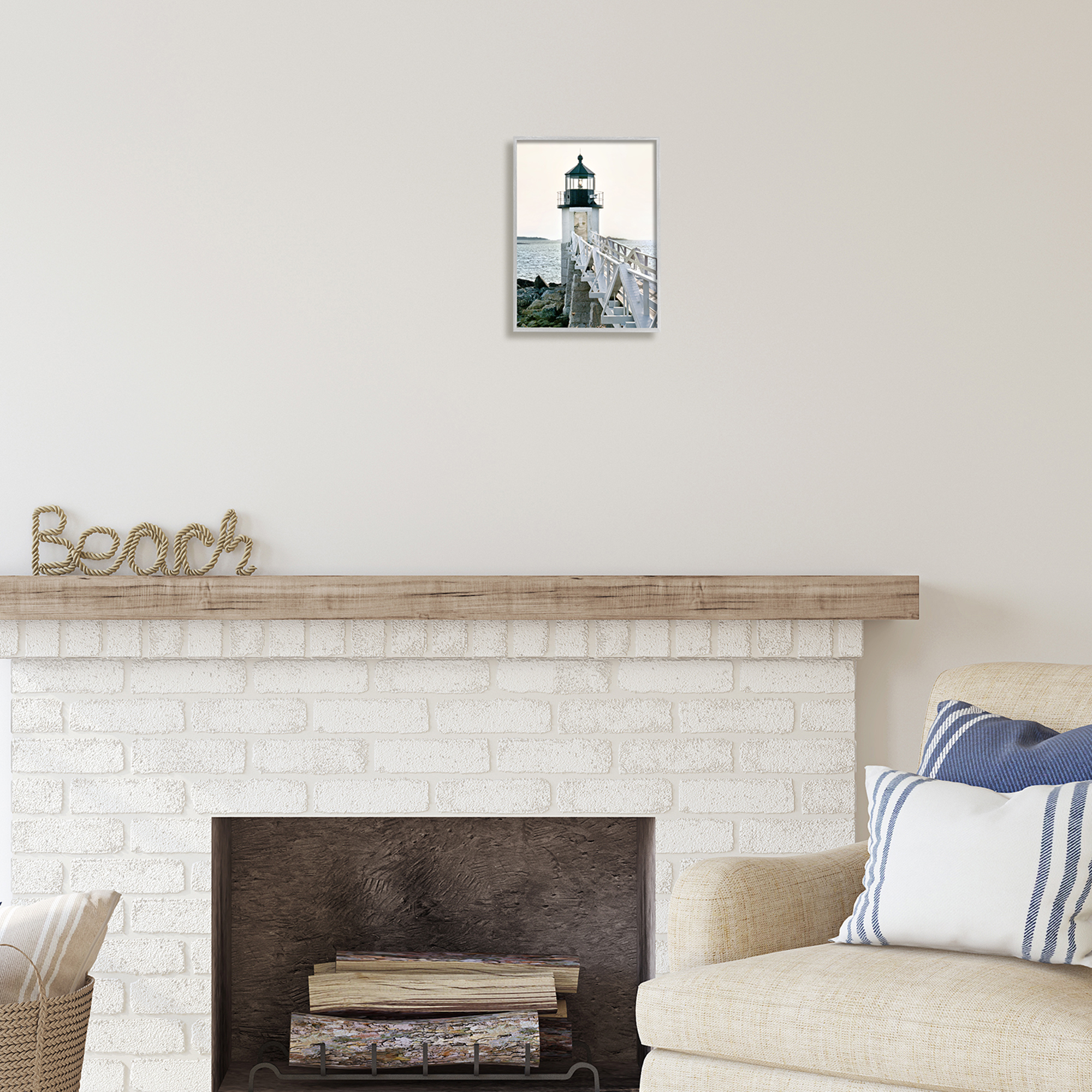 Stupell Industries White Lighthouse Photography Travel & Places Photography Gray Framed Art Print Wall Art, 11 x 14