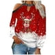 thumbnail image 1 of Mujeres otoño Navidad impreso linterna Sexy manga larga sin tirantes pulóver fuera del hombro blusa camiseta Tops Fridja FKASFK6065, 1 of 4