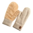 thumbnail image 2 of Warop Womens Winter Knitted Mittens, Thick Fleece-Lined Solid Color, Warm Thermal Gloves for Outdoor Activities and Daily Use, 2 of 3