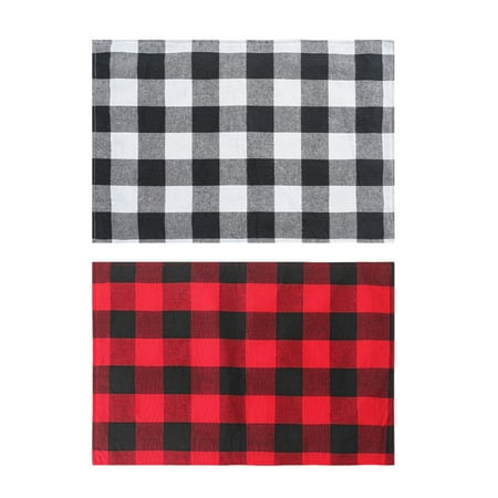 

Veki Red And Black Plaid Placemats Machine Washable Place Mats For Kitchen Table Dinning Room round Plate Mat Set 4