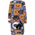 thumbnail image 2 of Women Halloween Print Long Sleeve Lace Up V-neck Mini Dress, 2 of 3
