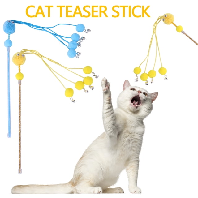 Xihbxyly Juguete Interactivo para Mascotas, Palo de Juguete con Borlas, Alivia El Aburrimiento y Fomenta El Ejercicio, Juego Entretenido para Gatos, Mejora Las Habilidades de Caza, Tamaño 34 X 27 Cm,
