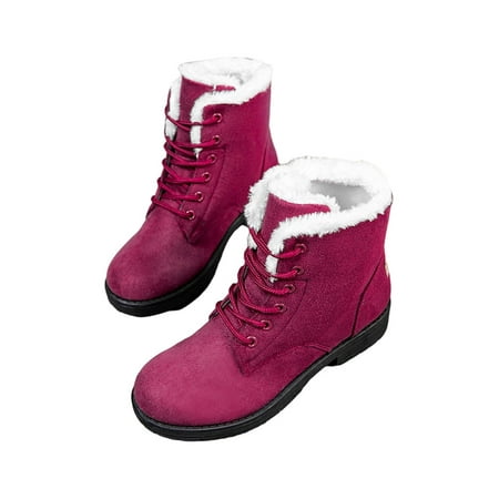 

Kesitin Winter Snow Boots for Women Comfortable Outdoor Anti-Slip Ankle Boots Suede Warm Booties Lace Up Flat Platform Shoes