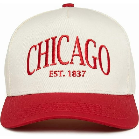 CHICAGO Hat, Vintage Embroidered Trucker Cap, Est. 1837 Snapback Baseball Hat, Retro City Pride Gift for Men and Women, Adjustable Tourist Souvenir