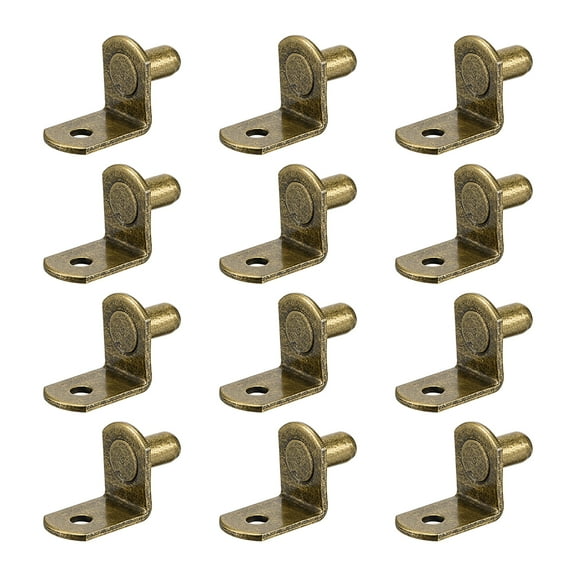 Uxcell 0.24'' L-Shaped Shelf Support Peg  Support Shelf Bracket Peg w Hole  Steel Bronze 20pcs