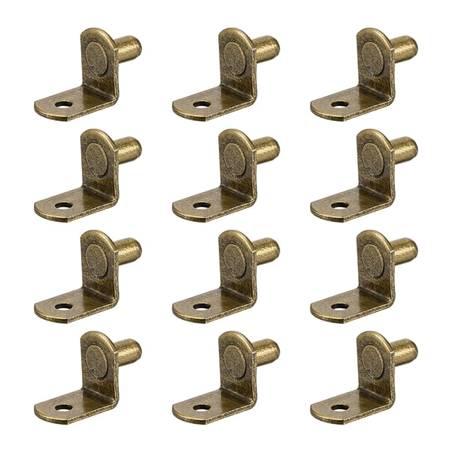 Uxcell 0.24'' Soporte de Estante en Forma de L Soporte de Estante con Agujero Acero Bronce 20pcs