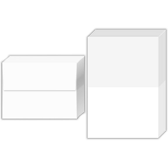 5" x 7" Heavyweight Blank White Greeting Cards and Envelopes - Perfect for Business, Invitations, Bridal Showers, Invitations, Weddings and All Occasion | 100 Cards and Envelopes Per Pack