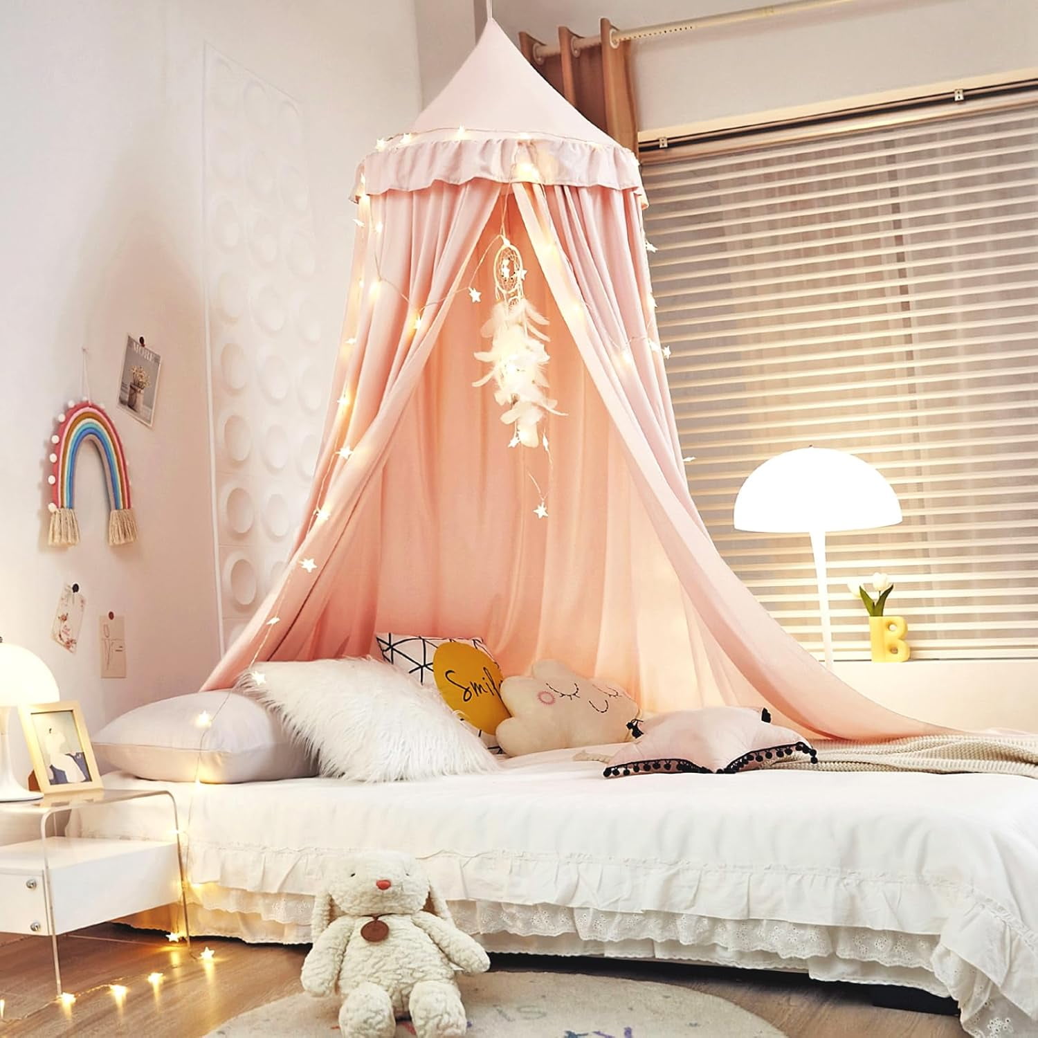 Decor Canopy for Bed, Soft Smooth Playing Tent Canopy Girls Room Decoration Princess Castle, Dreamy Mosquito Net Bedding, Children Reading Nook Canopies in Home (Green)