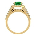 thumbnail image 4 of 2.32 ct Brilliant Round Cut Emerald 18K Yellow Gold Halo Solitaire with Accents Engagement Bridal Wedding Ring Band Set size 8.75, 4 of 7