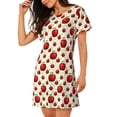 thumbnail image 2 of Picia Fruit Apples Pattern Women’s Nightdress – Casual Short-sleeved Loose-Fit Sleepwear, Soft Cotton Short-Sleeve Sleep Shirt for Relaxation & Comfort, 2 of 6