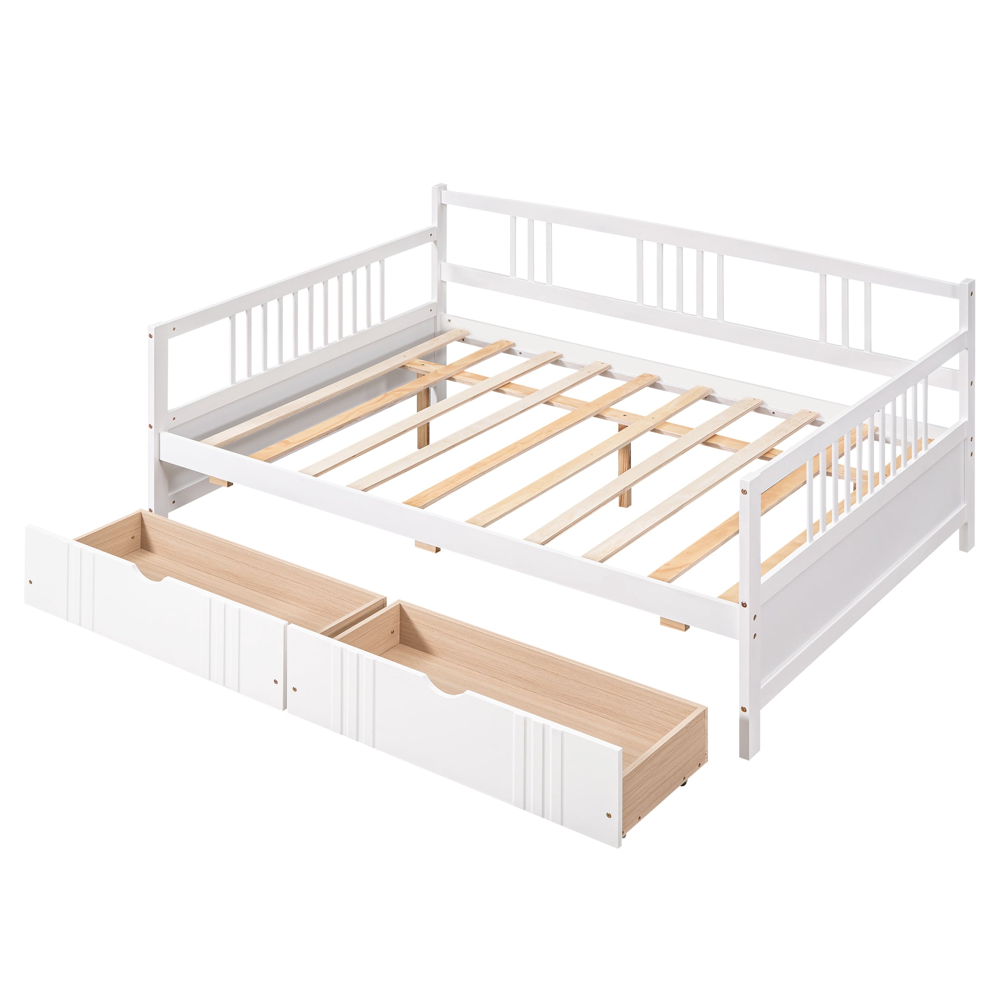 Aukfa Daybed with 2 Storage Drawers, Wood Twin Daybed Frame for Kids Guests Sleepovers, White