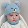 thumbnail image 2 of Baby Hat Neck Warmer 2Pcs/Set Ear Protection Thickened Beautiful Windproof Winter Infant Boys Kids Cap Scarf Kit, 2 of 4