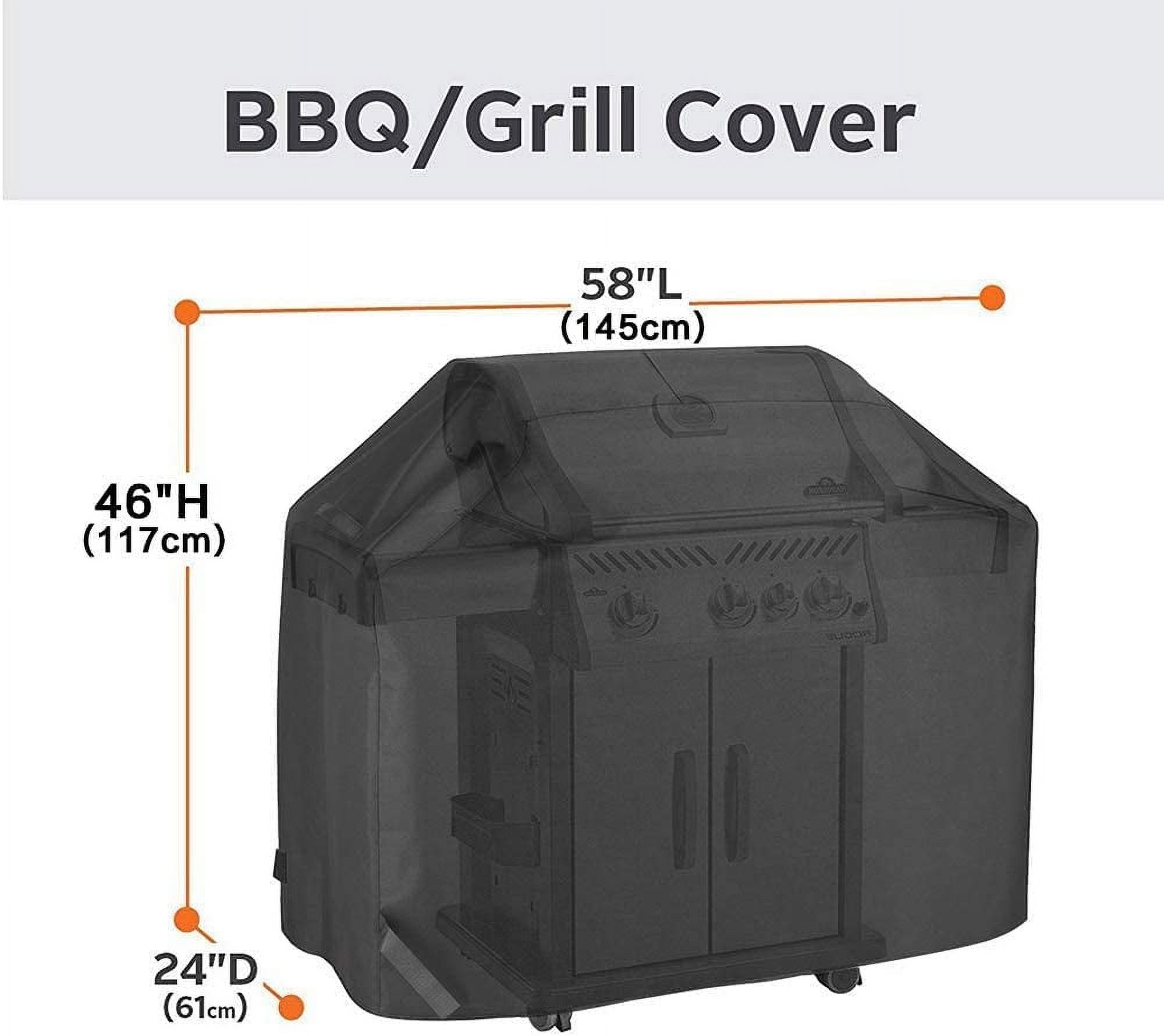 BBQ Grill Cover, 58-inch Waterproof Heavy-Duty Premium BBQ Grill Cover Gas Barbeque Grill Cover -Large((L:58" W: 24" H:46") Black - image 2 of 8