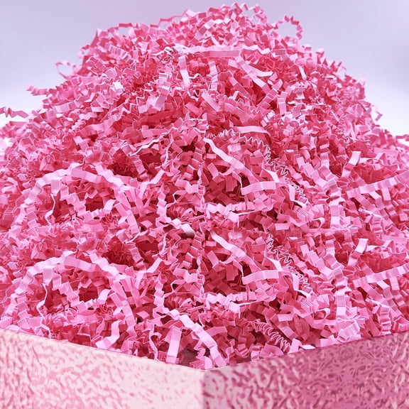 DOTUHAO Crinkle Cut Paper Shred, Pink Color Crinkle Paper, 8 oz Gift Basket & Box Filler for Wrapping, Basket Filling with Christmas, Halloween, Wedding, Birthday (Pink, 8 OZ)