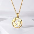 thumbnail image 3 of ChicSilver Coin Necklace 14K Gold Plated World Map Charm Round Pendant Earth Disc Pendant Necklace Sterling Silver | Clearance, 3 of 8