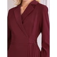 thumbnail image 4 of DARING DIVA Wrap A-Line Pleated Midi Long Sleev Dress 2XL Wine Red, 4 of 6