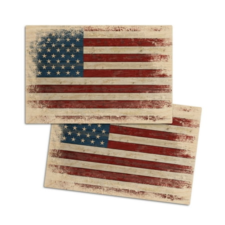 

USA Rustic Flag Contour (4x6 Birch Wood Postcards 2-Pack Stationary Rustic Home Wall Decor)