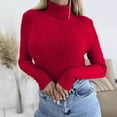 thumbnail image 2 of MESSUEN Wool Sweater Women Long Sleeve Undershirt for Women Pull Over Sweaters Womens Shirts Summer Womans Tops Sweater Tops for Women Womens Shirts Dressy Casual Red M, 2 of 3