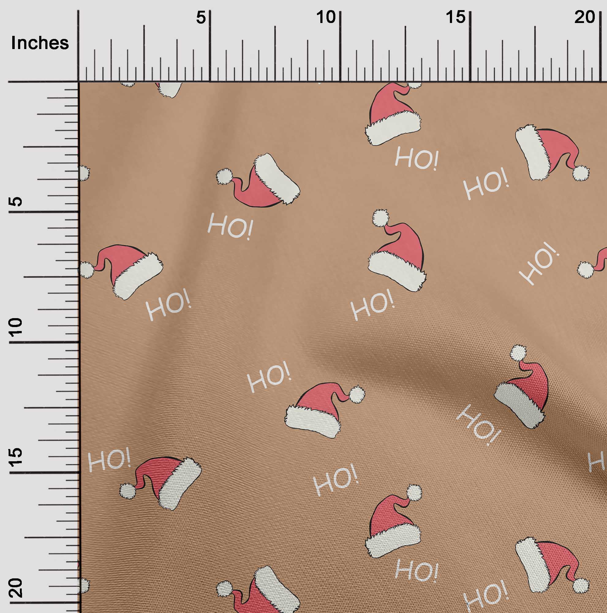 oneOone Cotton Cambric Brown Fabric Christmas Hats Dress Material Fabric Print Fabric By The Yard 42 Inch Wide