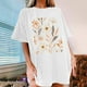 thumbnail image 2 of Faldas Cortas para Mujeres, Impresión de Flores Casual Oversized Camiseta de Manga Corta Top Hecho de 95% Poliéster 5% Spandex para Primavera Verano, Falda Corta de Verano, 2 of 7